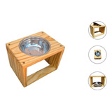 Comedero Bebedero Madera Elevado Plato Mascota Antivuelco F