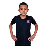 Camisa Corinthians Preta Bebê Infantil Gola V Oficial