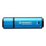 Memoria Usb-c Kingston Ironkey Vault Privacy 50c 64gb Aes256 Color Azul Liso