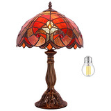 Tiffany Lamp Red Liaison Vidrieras Lámpara De Mesa Esc...