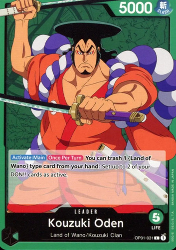 Kouzuki Oden Lider Carta One Piece Tcg Original+30 Cartas