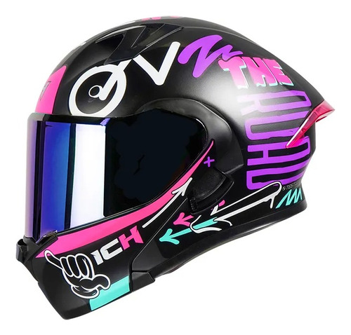 Casco Abatible Ich 3120 Sumi Ngro Mate Morado Visor Morado