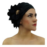 Turbante Flores Y Colores Negro