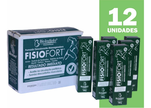 Pomada Massageadora Fisiofort  Verde Cx 12 Unidades De 150g