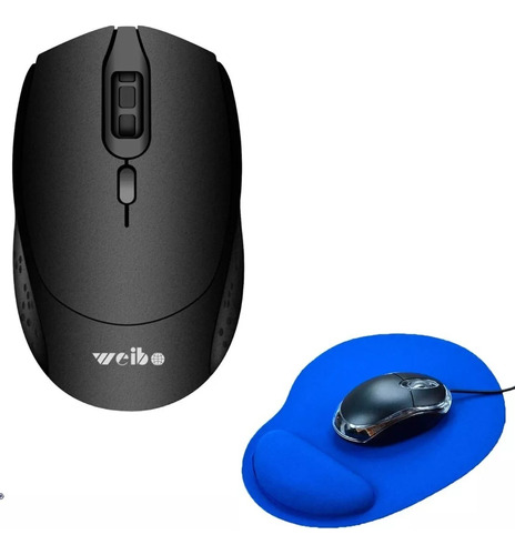 Mouse Bluetooth Raton Optico Usb + Almohadilla Mouse Pad 