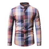 D Blusa Masculina Negócios Ab160 Lazer Xadrez Estampado Long