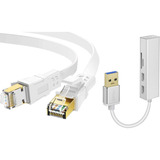 Jadaol Cabo Ethernet Gigabit Cat-8 Blindado 4,5m + Hub Usb