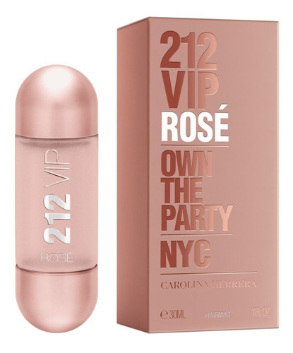 212 Vip Rose Perfume Para Cabelos 30ml + Brindes