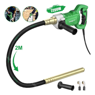 SHAWTY Vibrador Electrico Para Concreto, 13000 VPM Vibrador de Hormigón, 2m Chicote Con Mango Vibradores de Hormigón Portátiles 2200W para Eliminación De Burbujas y Nivelación de Hormigón | Envío gratis