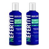 Shampoo Matizador Azul + Tratamiento Tonos Plata Nefertiti