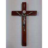 Crucifijo De San Benito  - 23 Cm - De Madera- Cristo Moderno