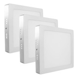 Kit 3 Painel Plafon Led 24w 25w Quadrado Sobrepor Luz Branca Cor Branco-frio 110v/220v