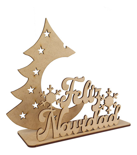 Centro De Mesa Pino Navideño Porta Esfera Mdf 3mm 8 Pzs