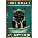 Toma Un Baño Sucio Hippie Vintage Cat Decoración De P...