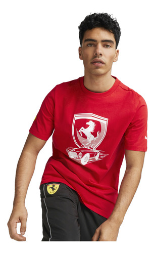 Remera Puma Ferrari Race Big Shield Hombre Moda Rojo