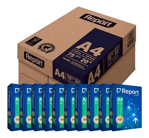 Caixa De Papel Sulfite A4 5000 Folhas Report Premium 75g