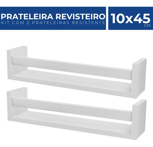 Kit 2 Prateleira Revisteiro Madeira Quarto Decorativo 45x10