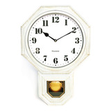 Reloj De Pared Con Pndulo Blanco Antiguo, Imitacin De Textur
