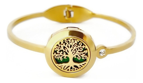 Bracelete Difusor Árvore Da Vida - Dourado Em Aço Inoxidável