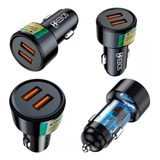 Carregador Turbo Duplo Veicular Com Duas Entradas Usb