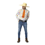 Roupa De Festa Junina Camisa Manga Longa Bandeirinha Gravata