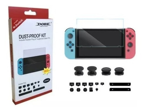 Kit Protector Anti Polvo Nintendo Switch Lámina Mica + Goma