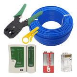 Kit 100m Cabo Rede +testador Alicate Catraca +50 Plugs Rj45