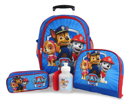 Kit Mochila Escolar Infantil Rodinhas Patrulha Canina Tam M