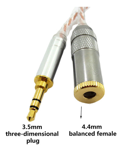 Cable De Audio Balanceado Macho De 2,5 Mm A 3,5 Mm Y 4,4 Mm