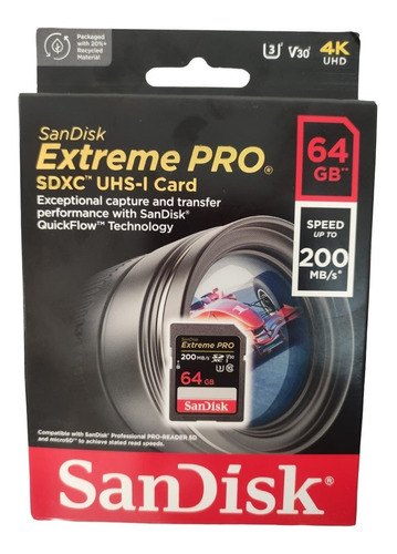 Tarjeta Memoria Sandisk Extreme Pro Sdxc 64gb I-card 200mb/s