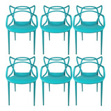 Cadeira Allegra Kit Com 6 Estrutura Da Cadeira Azul-turquesa