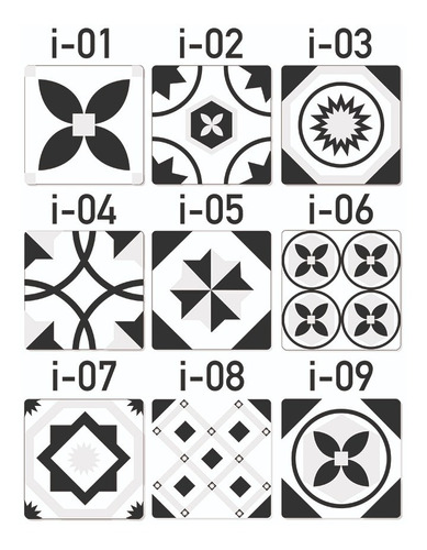 Azulejos B Y N Autoadhesivo Lavable 18 Un. 15x15 Sticker