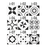 Azulejos B Y N Autoadhesivo Lavable 18 Un. 15x15 Sticker