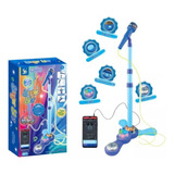 Microfono Pedestal Juguete Mp3 Con Luces Infantil Azul