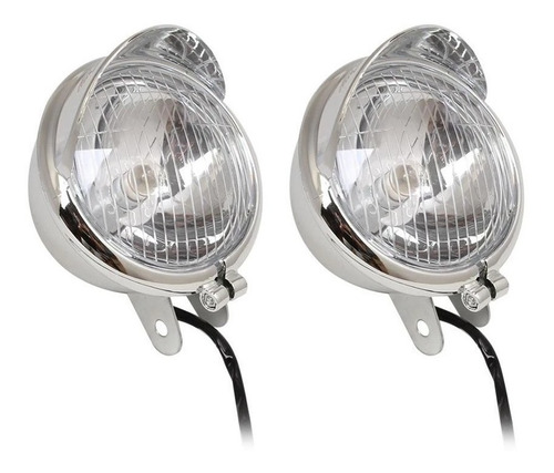 Par De Faros Auxiliares Motos Chopper Con Visera Nuevos!!