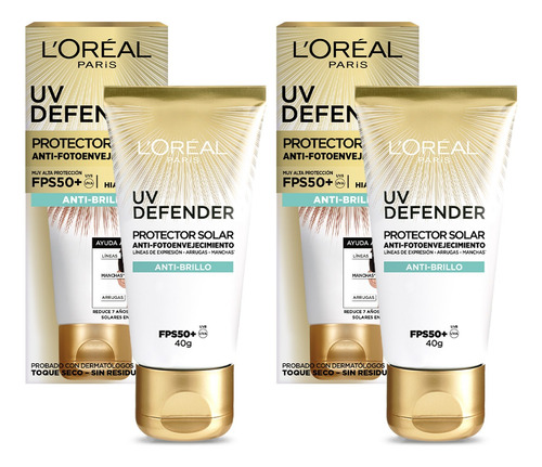 Protector Solar L'oréal Paris Uv Defender Anti-brillo X2 