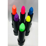 6 X Lápiz Labial Colores Flúor Glow Uv, Fiesta Neón Labiales