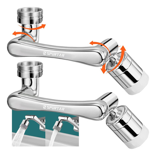 Extensor De Grifo Spurtar 1440°, 2 Unidades, 2 Modos De Sali