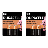 04 Pilhas Baterias C Média Duracell - 2 Cartelas