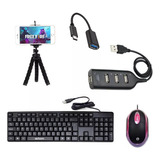 Kit Mobilador Gamer Teclado + Mouse Hub + Cabo Tipo C