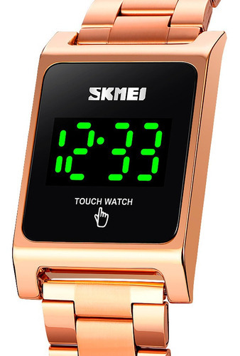 Reloj Hombre Skmei 1869 Touch Acero Minimalista Elegante Color De La Malla Dorado Rosa Color Del Fondo Negro