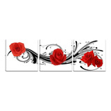 3 Paneles Red Rose Music Canvas Decoración De La Pared...