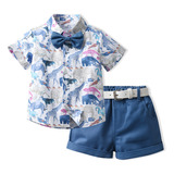 Conjunto Ropa De Niño Traje Formal Azul Polera+pantalones