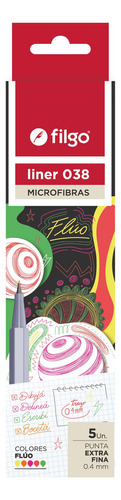 Microfibra Filgo Liner 038 Fluo Blister X5 Colores Prm