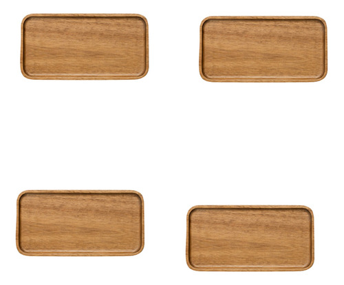 4 Bandejas Para Servir, Plato Rectangular De Madera Maciza C