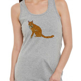 Musculosa Gato Atigrado Naranja Comiendo