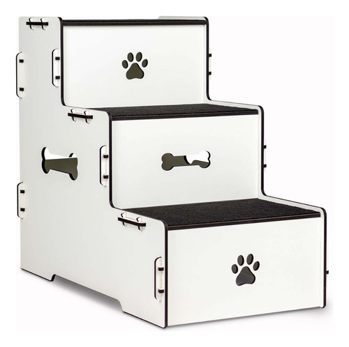 Escada Pet Para Cachorros  Em Mdf Com 3 Degraus, 50cm Altura