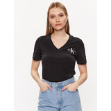 Polera Monologo Slim V-neck Negro Calvin Klein