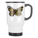 Taza Mug Termica Mariposa De Girasoles Personalizable