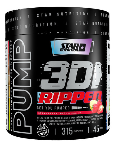 Pump 3d Ripped Star Nutrition Pre Entreno + Quemador 315g